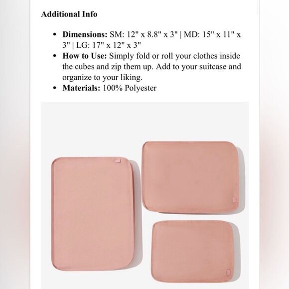 Hanky Panky 3 Pink Mauve Packing Cubes Bags - Picture 4 of 8